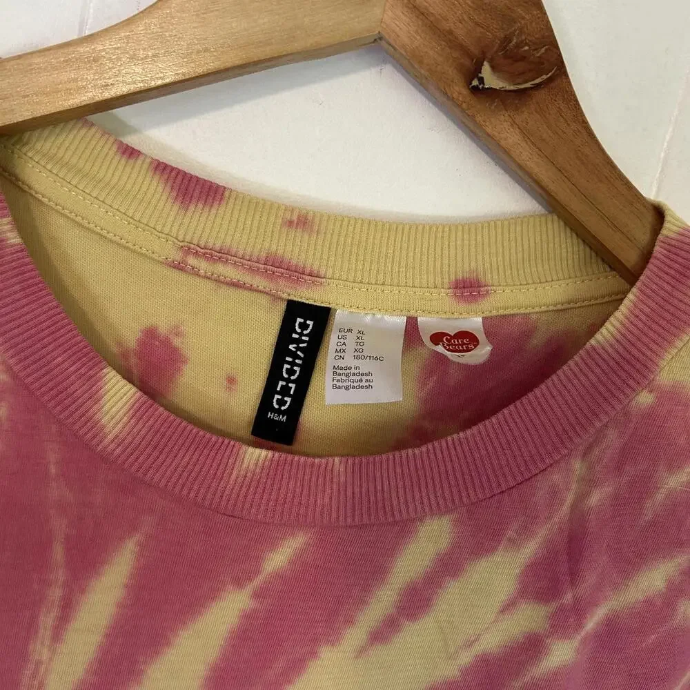 H&M Divided Care Bears Tie Die Colorful Graphic Short Sleeve T-Shirt Men's XL - Picture 3 of 4